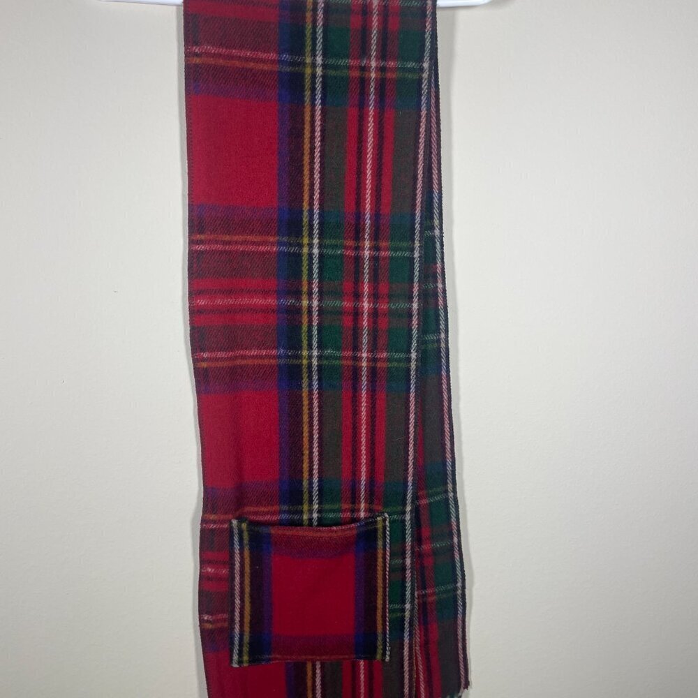 PATRICK KING WOOLEN CO Pocket Scarf Red Deluxe Wool Tartan Plaid Royal Stewart! - Picture 3 of 5